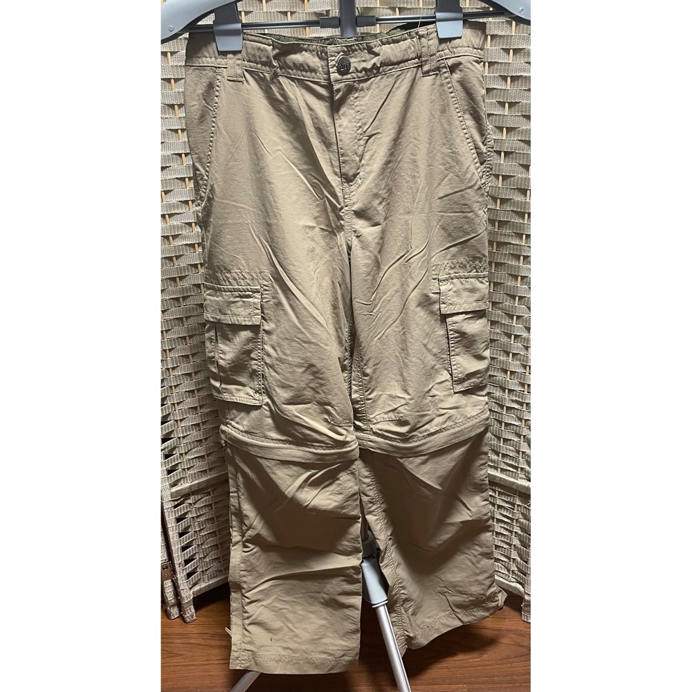 REI Sahara Boys L 14-16 Convertible Cargo Pants Khaki Tan Zip Off Hiking Outdoor